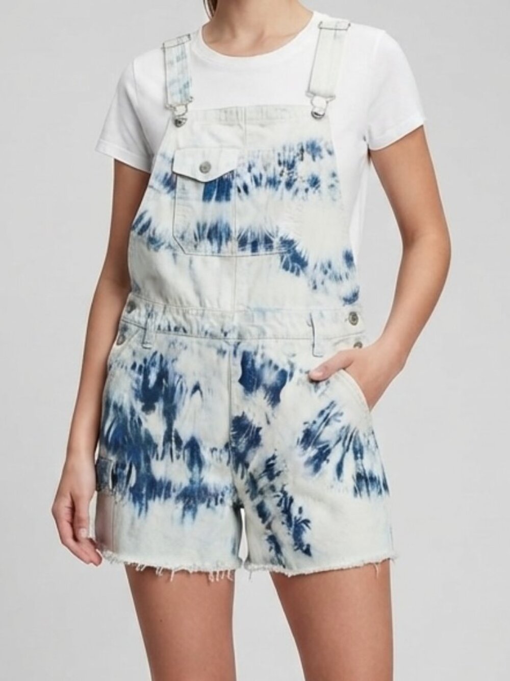 No Boundaries Tie Dye Denim Overalls Shorts XL 15-17 Raw Hem